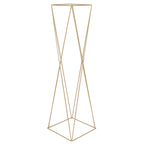 2-Pack Wedding Centerpieces Metal Geometric Crisscross Design Gold - Open Column Pedestal Stands 32"