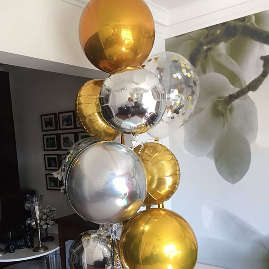 2 Pack 18" 4D Rose Gold Sphere Mylar Foil Helium or Air Balloons