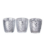 6-Pack Mercury Glass Votive Candle Holders Metallic Silver with Assorted Geometric Designs - Tealight Holders 3"