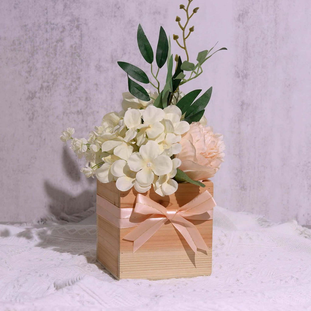 50 PCs 10" Blush Pre Tied Ribbon Bows, Satin Ribbon With Gold Foil Lining For Gift Basket and Party Favors Decor