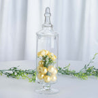 Set of 3 Glass Candy Jars Modern Apothecary Design Clear with Snap-On Lids - Stylish Party Favor Containers 9"/13"/14"