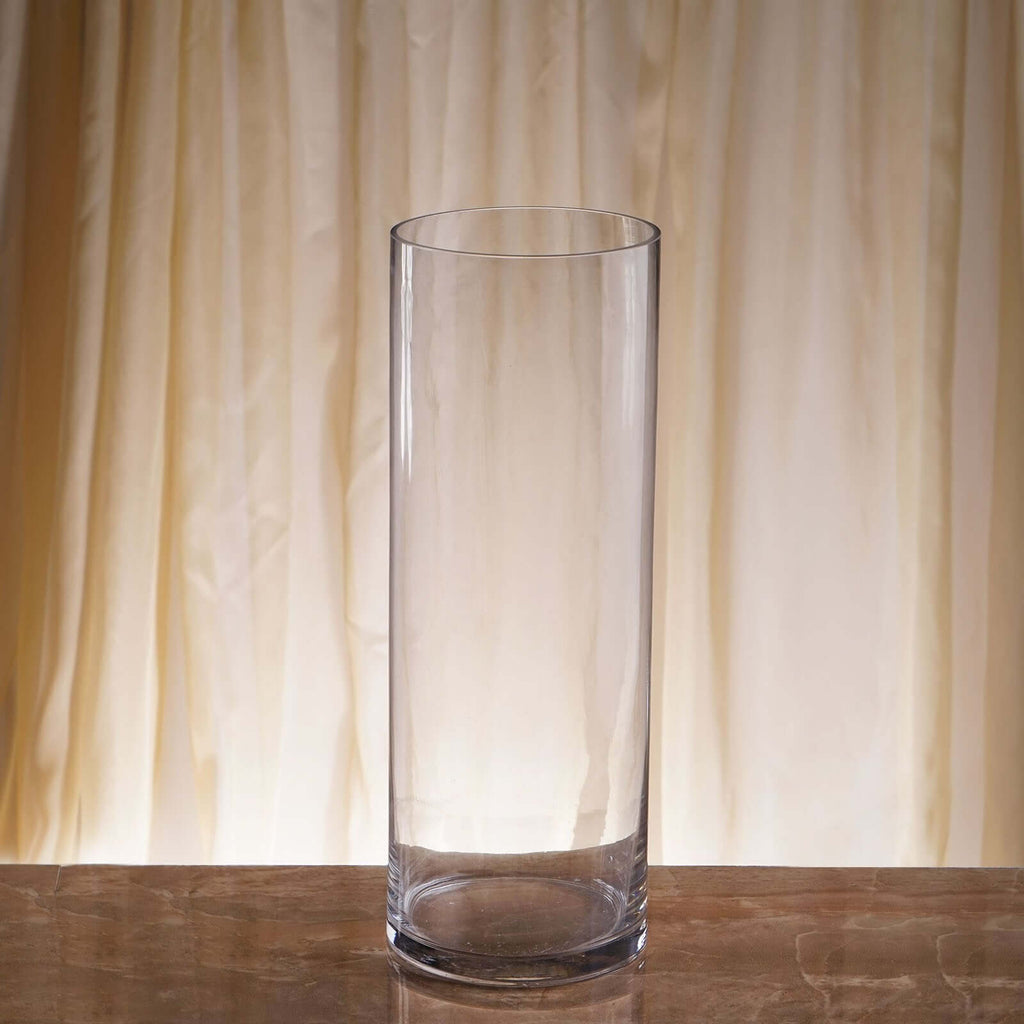 6-Pack Glass Flower Vases Cylinder Design Heavy Duty Clear - Stylish Centerpieces for Weddings 14"