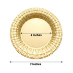10 Pack 7" Gold Basketweave Rim Plastic Salad Dessert Plates, Round Disposable Appetizer Plates