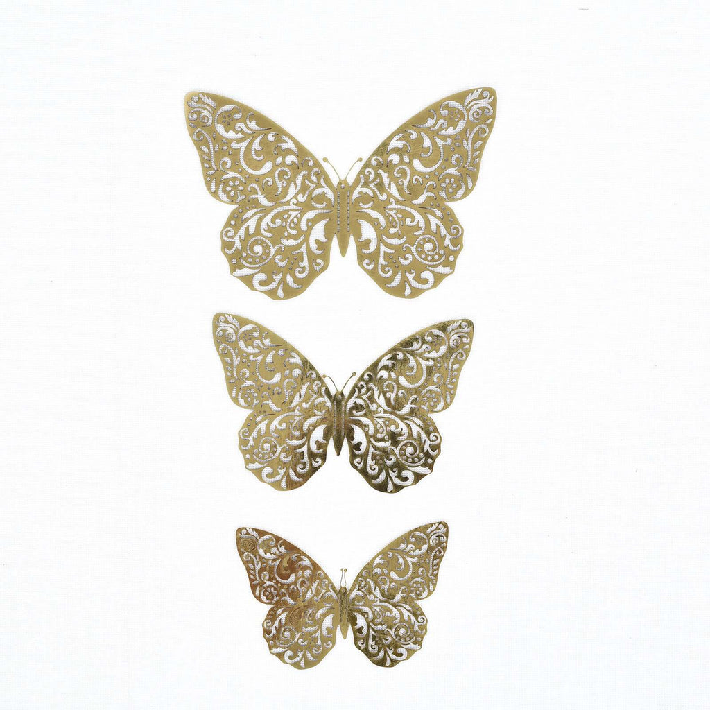 12-Pack 3D Butterfly Wall Decals, DIY Removable Mural Stickers Gold Cake Decorations Eye-Catching Design