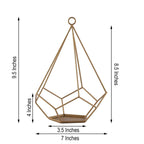 2-Pack Tealight Candle Holders Gold Metal Pentagon Geometric Open Frame - Flower Stand 9"