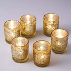 6-Pack Gold Glass Votive Tealight Holders - Stylish Primrose Design for Weddings & DÃ©cor
