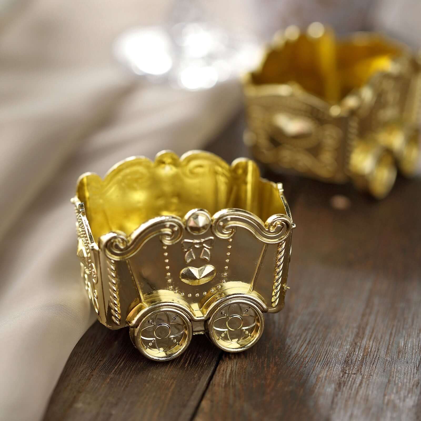 12 Pack 2.5" Gold Mini Chariot Treat Party Favor Boxes, Small Candy Container Gift Boxes