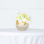 Glass Bud Vase Gold Foiled Crackle Bubble Bowl - Classy Floral Centerpiece for Weddings 4"