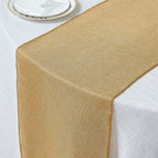Faux Linen 14"x108" Table Runner Gold - Rustic Farmhouse Tabletop Decor