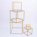 2-Pack Metal Flower Stands Gold Geometric Wedding Centerpieces Square Frame - Compact Design 8"