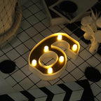 3D Marquee Number "6" Warm White 6 LED Lights Gold - Stylish Light-Up Accent for Events 6"