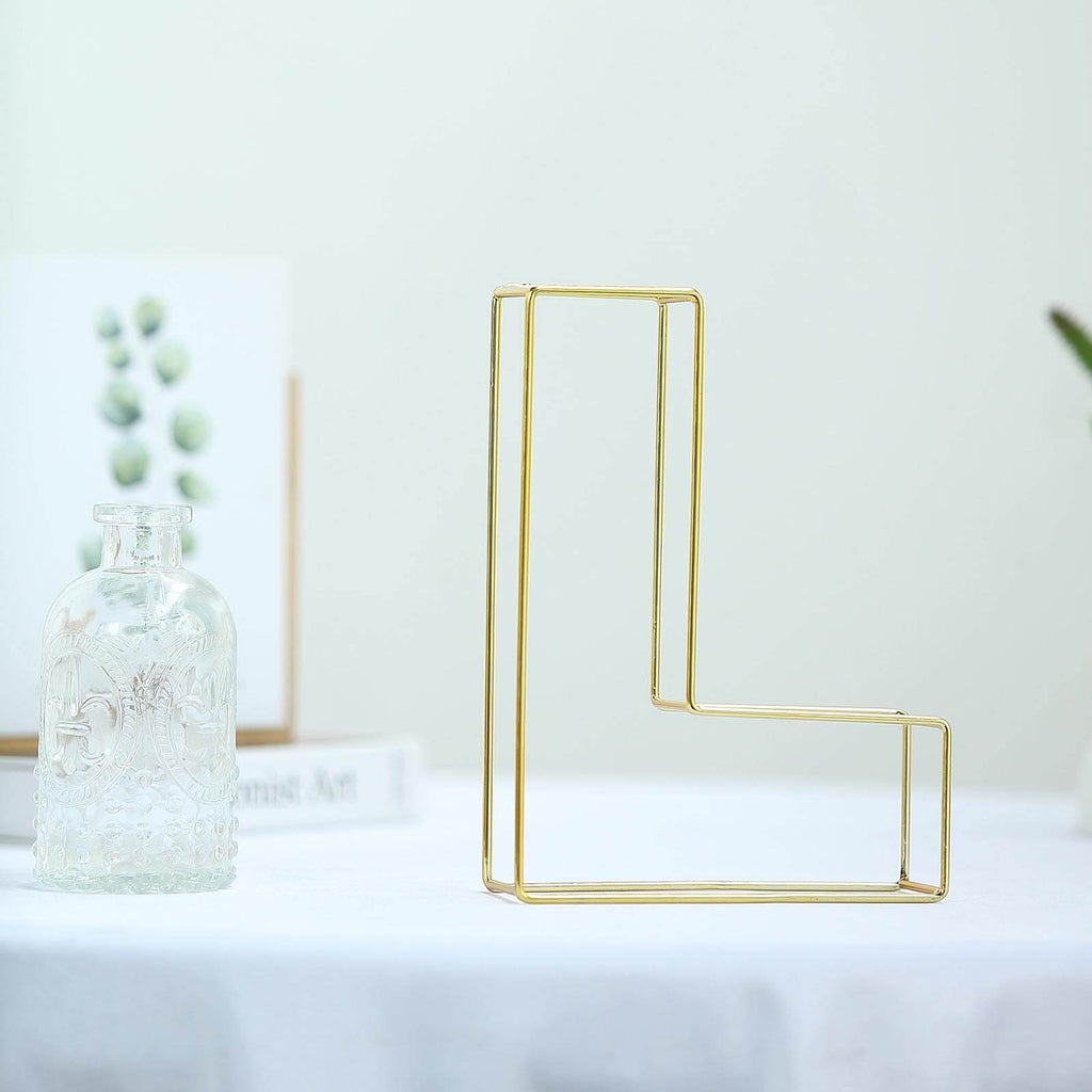 8" Tall Gold Freestanding 3D Decorative Wire Letter, Wedding Centerpiece - L