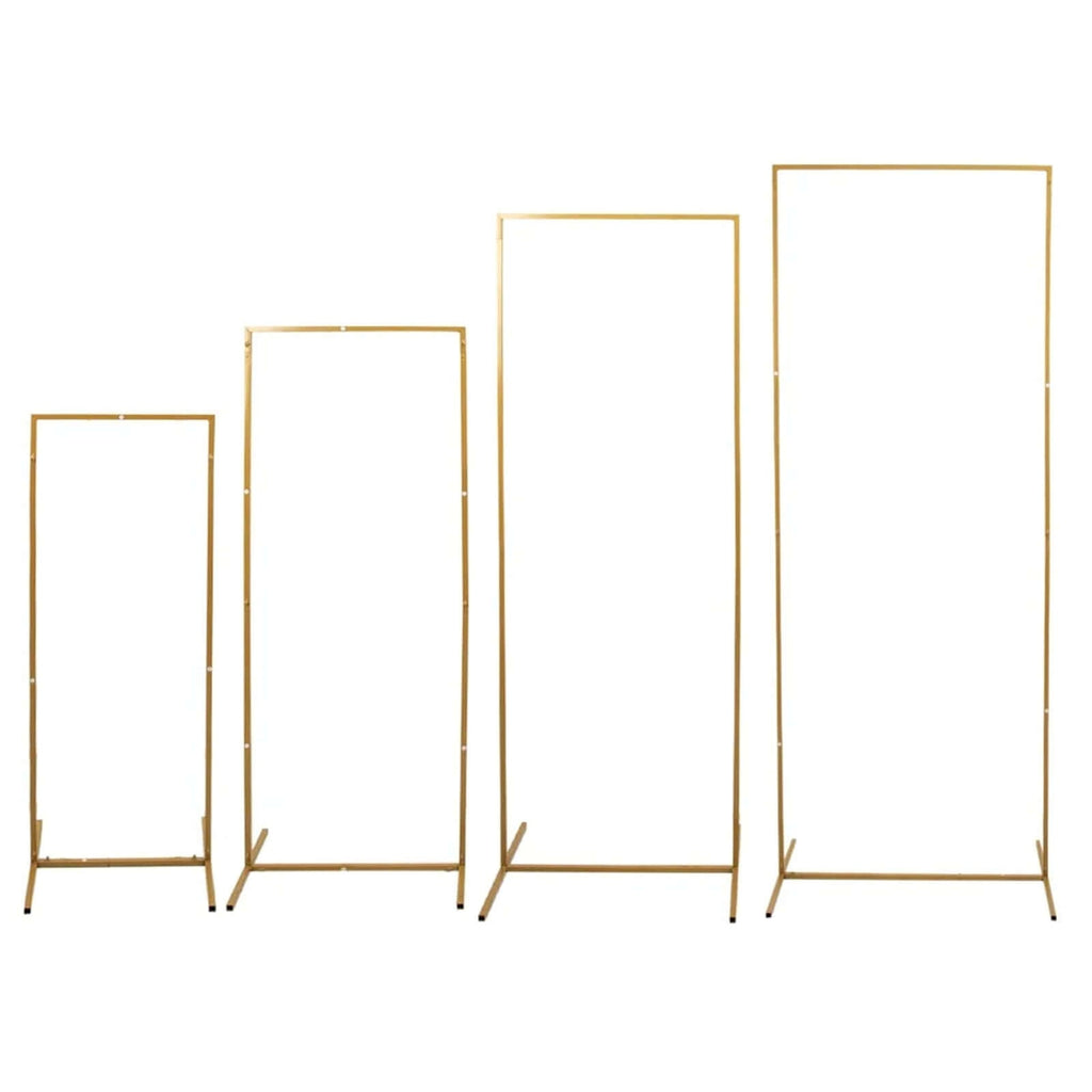Set of 4 Gold Metal Frame Wedding Arch, Rectangular Backdrop Stand, Floral Display Frame - 3.5ft, 4.5ft, 5.5ft, 6.5ft