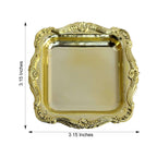 12 Pack 3" Gold Baroque Mini Square Sweet Treats Serving Platter, Party Favor Candy Display Tray