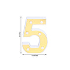 3D Marquee Number "5" Warm White 6 LED Lights Gold - Stylish Light-Up Accent for Events 6"