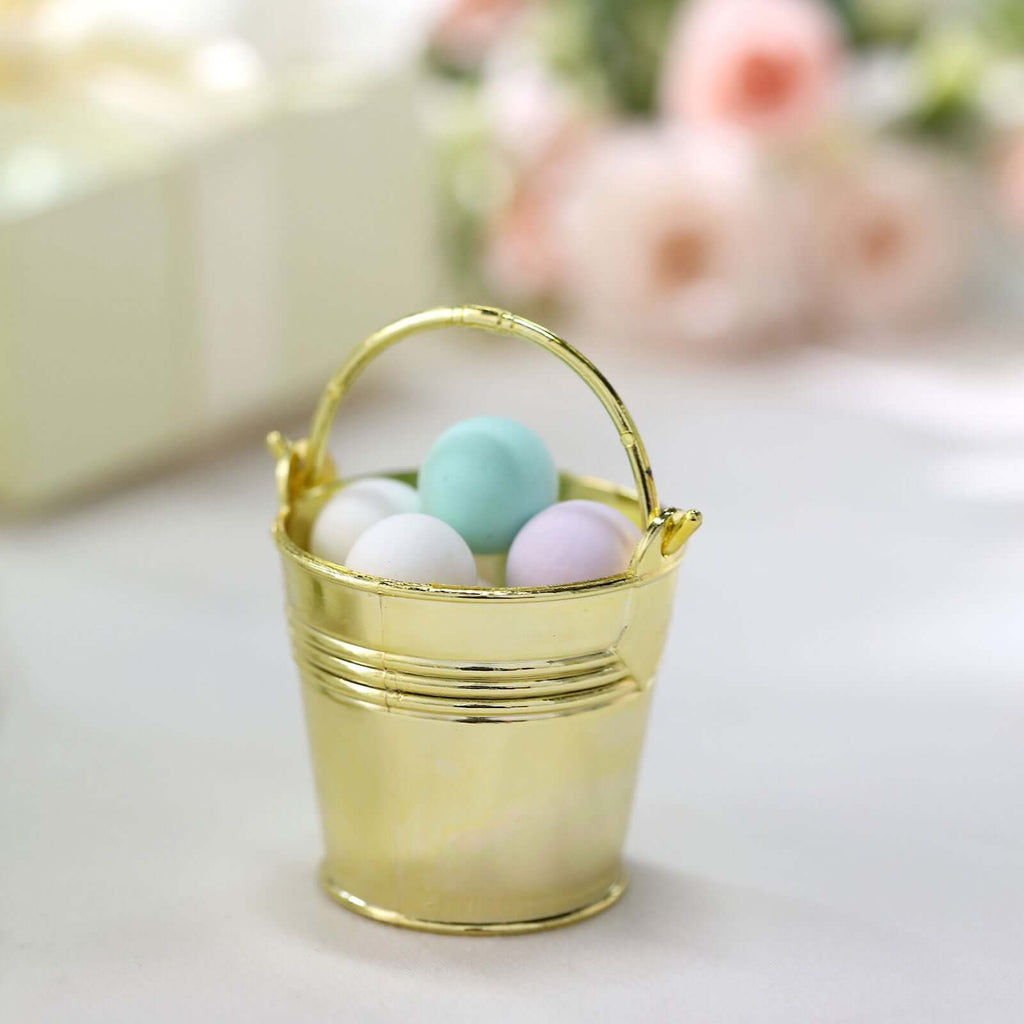 12 Pack 2" Gold Mini Planter Treat Party Favor Boxes, Small Pail Bucket Candy Container Gift Boxes