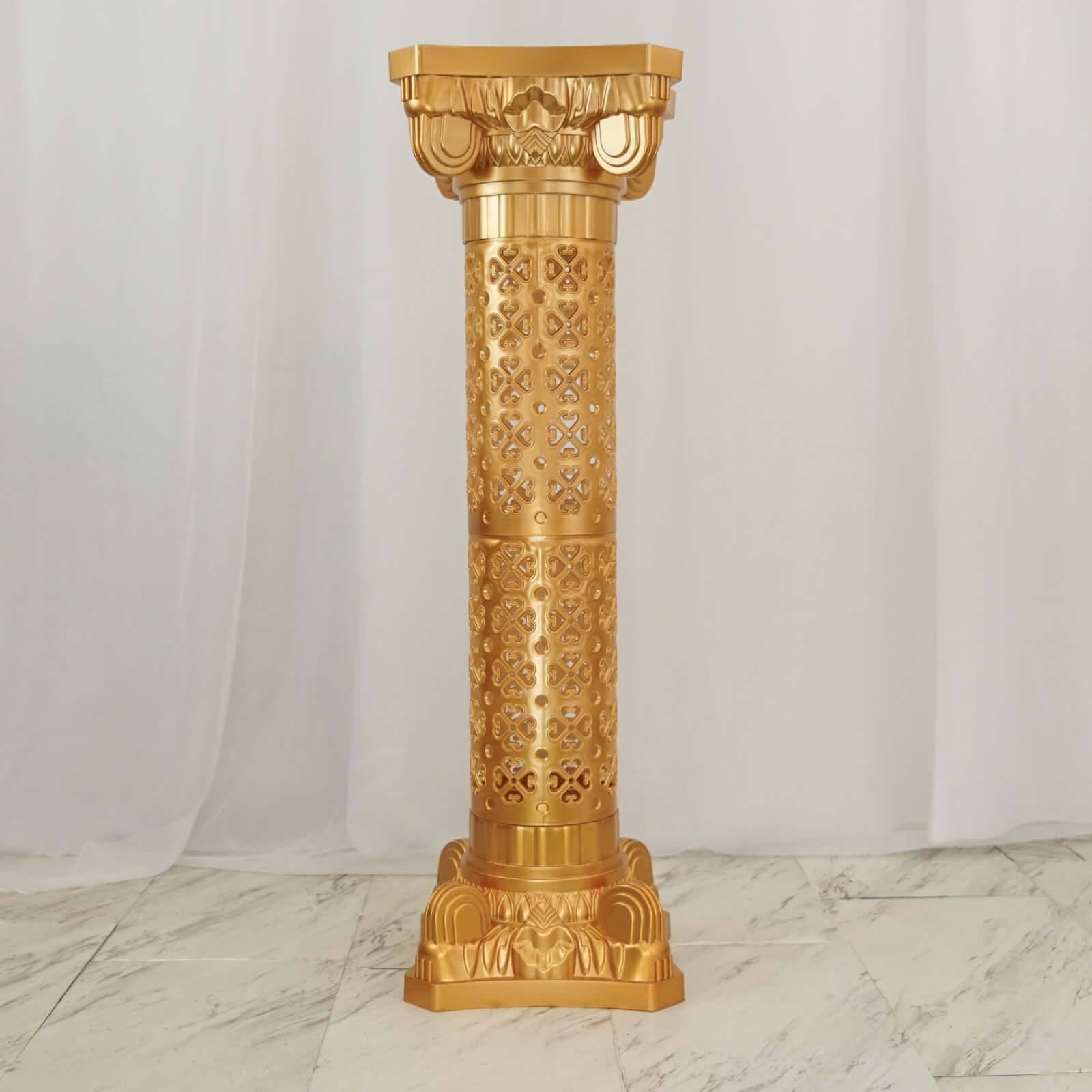 4 Pack Gold Crafted Venetian Inspired Pedestal Stand Plant Pillar - 40" Tall PVC