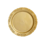 10-Pack Plastic 7.5" Round Appetizer Plates Gold Embossed Scalloped Edge - Chic Disposable Salad Plates for Special Occasions & Banquets