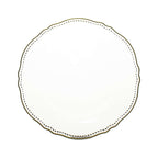 10-Pack Plastic 10" Dinner Plates in Clear with Gold Scalloped Rim - Disposable Large Party Plates