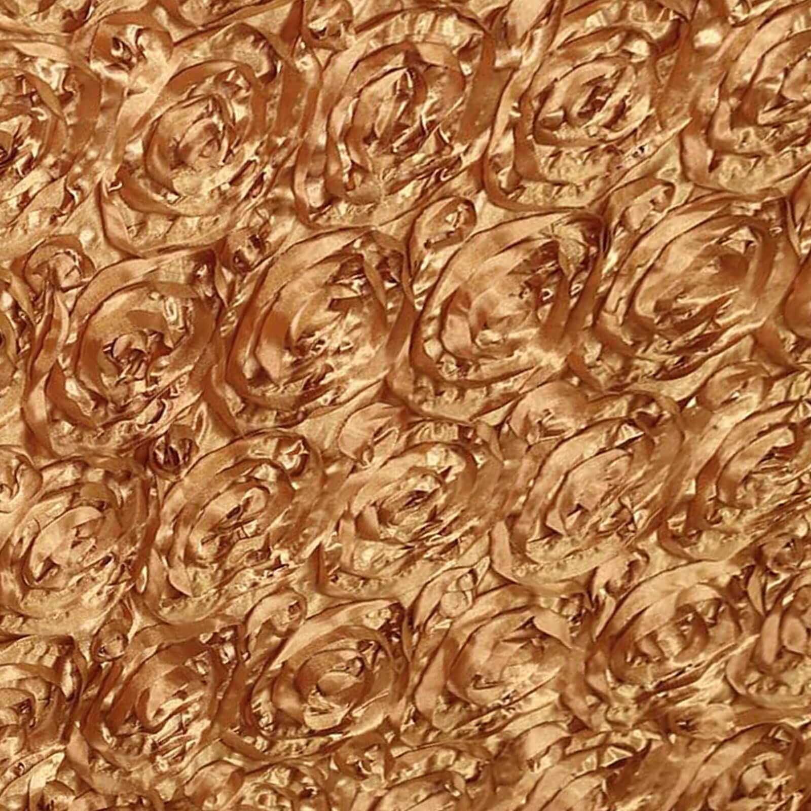 Rosette Satin 21ft Table Skirt Gold - 3D Floral Table Cover