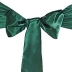 5 Pack Satin Chair Sashes Hunter Emerald Green - Durable Chair Bows with Shiny Finish 6"x106"