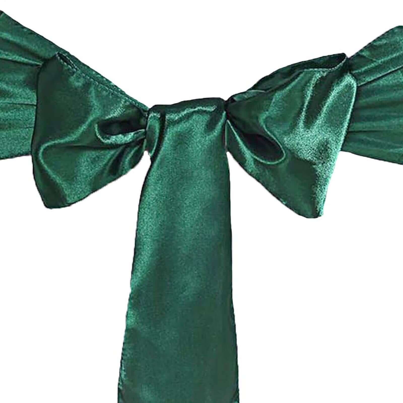 5 Pack Satin Chair Sashes Hunter Emerald Green - Durable Chair Bows with Shiny Finish 6"x106"