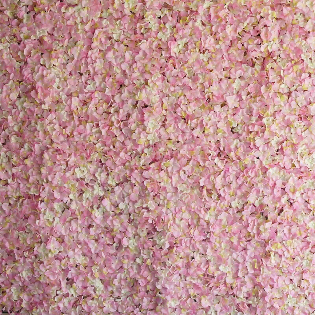 11 Sq ft. Pink Cream UV Protected Hydrangea Flower Wall Mat Backdrop - 4 Artificial Panels