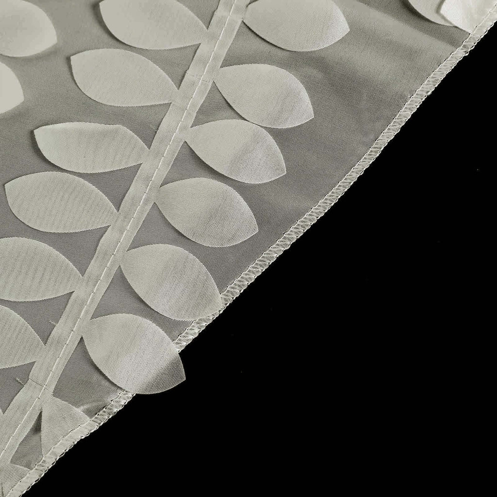 Taffeta 120" Round Tablecloth Ivory | 3D Leaf Petal Design Seamless Table Cover