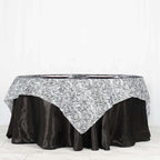 Taffeta 72"x72" Table Overlay Black and White -Tiger Print Design for Jungle Theme Parties