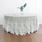 Lace 108" Round Tablecloth Ivory - Premium Design for Formal Table Settings