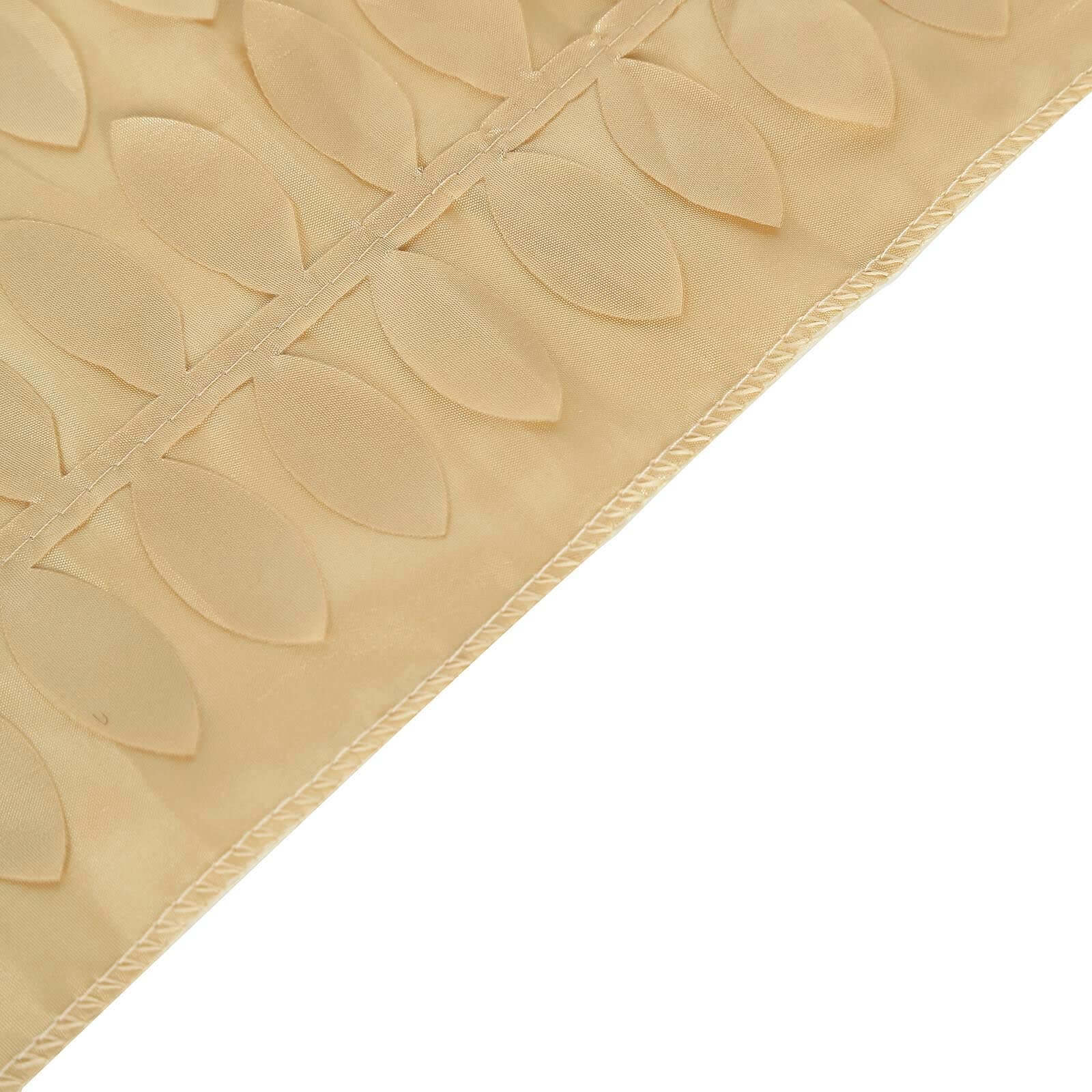 Taffeta Fabric 12"x108" Table Runner Champagne - 3D Leaf Petal Design