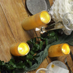 Set of 3 LED Flameless Pillar Candles Remote Operated Metallic Gold - Battery Powered 4", 6", 8"