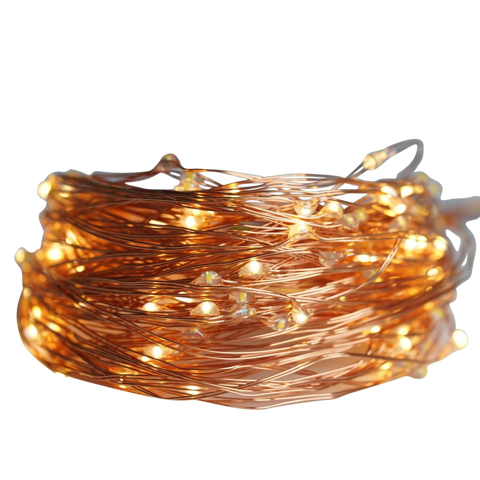 200 LED Fairy Waterfall String Lights Warm White Waterproof Copper Strands - Battery Operated DÃ©cor 8ft