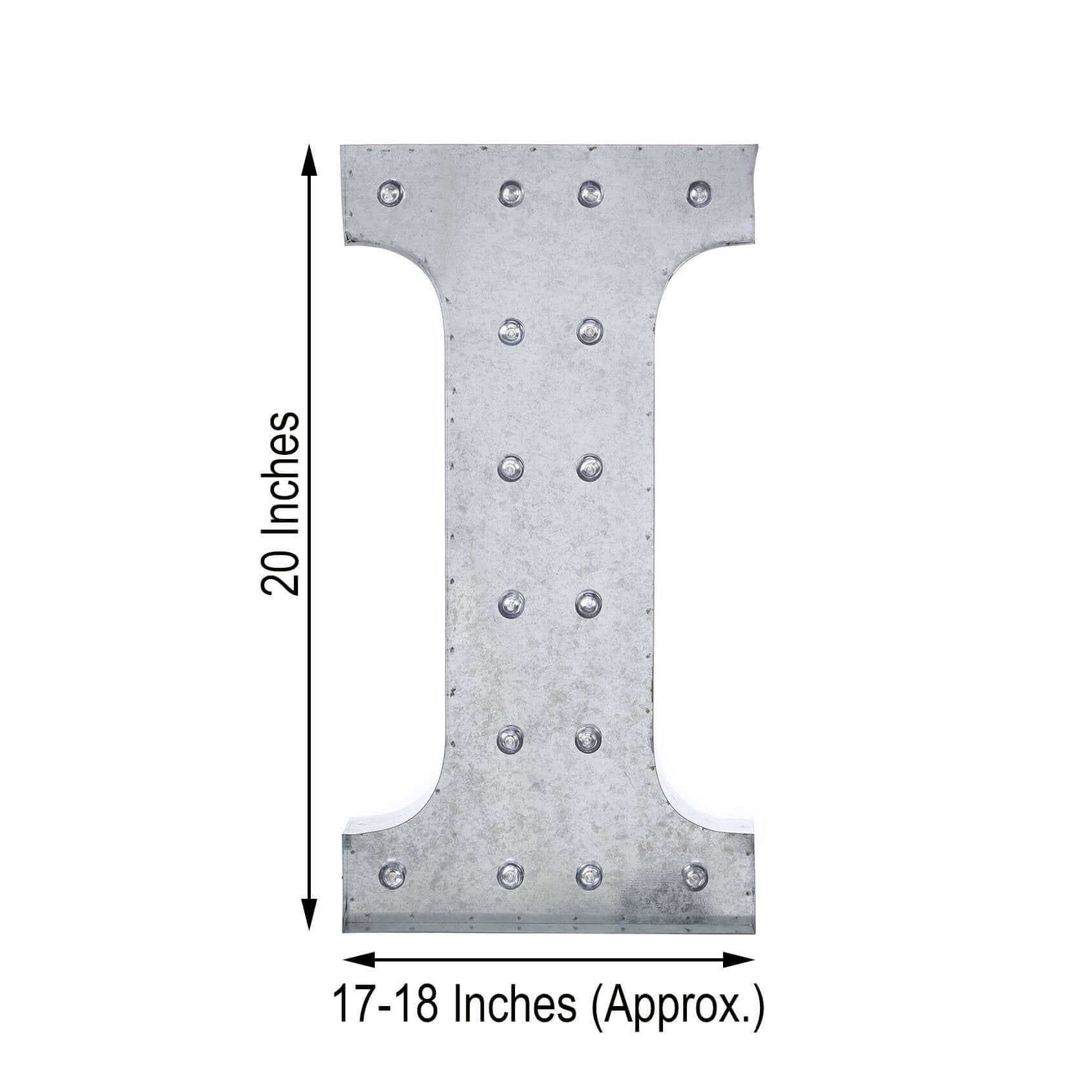 20" Vintage Galvanized Metal Marquee Letter Light Cordless With 16 Warm White LED - I