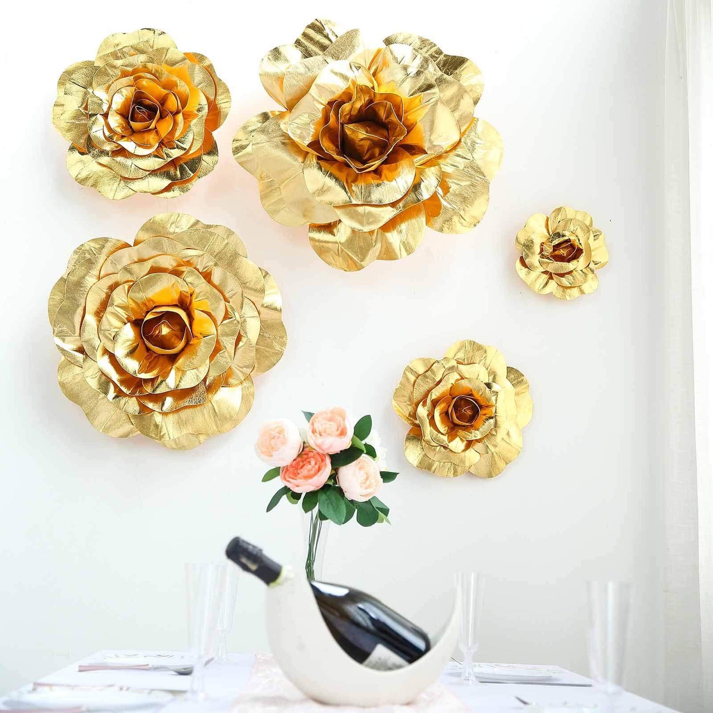 2 Pack 20" Large Metallic Gold Real Touch Artificial Foam DIY Craft Roses