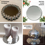 4-Pack Hanging Wall Decor Round Glass Mirror Table Centerpiece - Decorative Reflective Display 12"