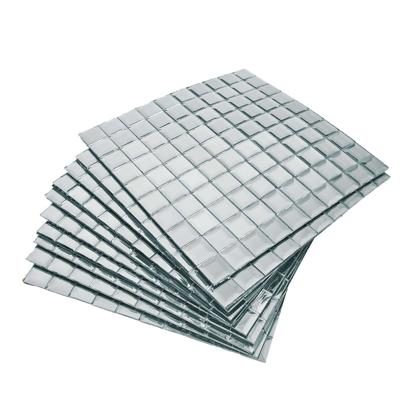 10 Pack 10 Sq ft Silver Peel and Stick Backsplash Mirror Wall Tiles