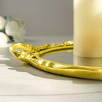 Resin Mirrored Vanity Oval Serving Tray 14"x10" in Black with Metallic Gold Baroque Design, Stylish Decorative Vanity Tray Centerpiece