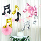 6 Pack Rose Gold Single and Double Music Note Mylar Foil Balloons