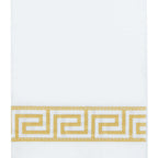25 Pack Linen-Like Paper 8"x4" Napkins White with Gold Greek Key Design - Soft & Absorbent Airlaid Hand Towels for Exquisite Weddings & Events