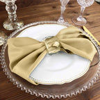 5 Pack Polyester 17"x17" Napkins Champagne - Durable & Wrinkle Resistant Dinner Napkins
