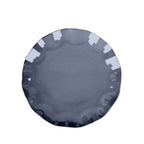 10-Pack Plastic Round 6" Dessert Plates in Navy Blue Ruffled Rim with Gold Edging - Sturdy Disposable Salad Appetizer Dinnerware