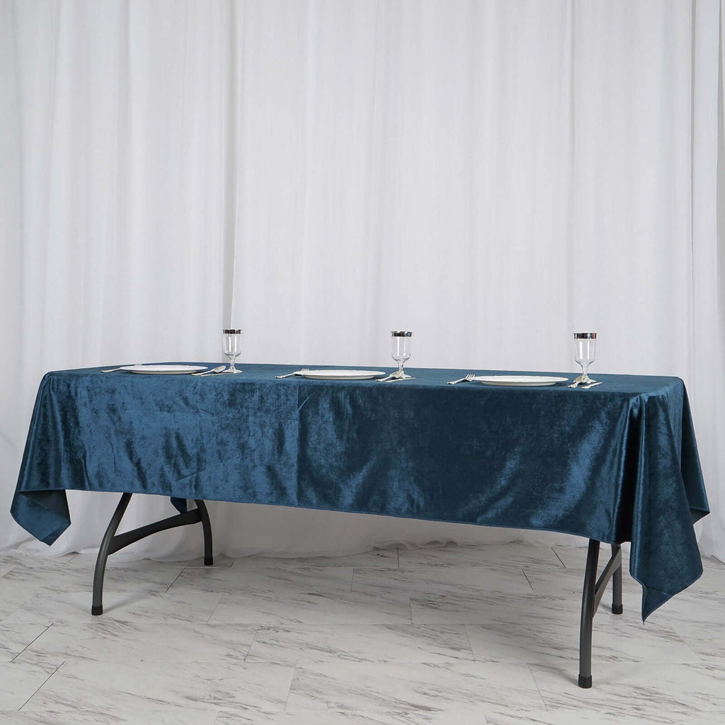 Premium Velvet 60"x102" Rectangle Tablecloth Navy Blue - Reusable & Soft Table Cover