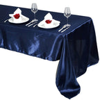Satin Rectangular 60"x126" Tablecloth Navy Blue - Smooth and Lustrous Table Cover