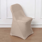 Stretch Spandex Chair Cover Nude for Folding Chairs - Reusable & Wrinkle-Resistant 160GSM Fitted Slipcover