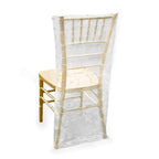 Organza Chair Slipcover with Satin Embroidery for Chiavari Chairs Silver - Chair Back Cover