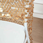 Sequin Chair Slipcover Big Payette Design for Chiavari Chairs Matte Champagne - Glittering Chair Back Cover