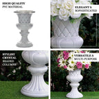 2 Pack White Crystal Beaded Italian Inspired Pedestal Stand Flower Plant Pillar With 10mm Crystal Studs - 18" Tall PVC
