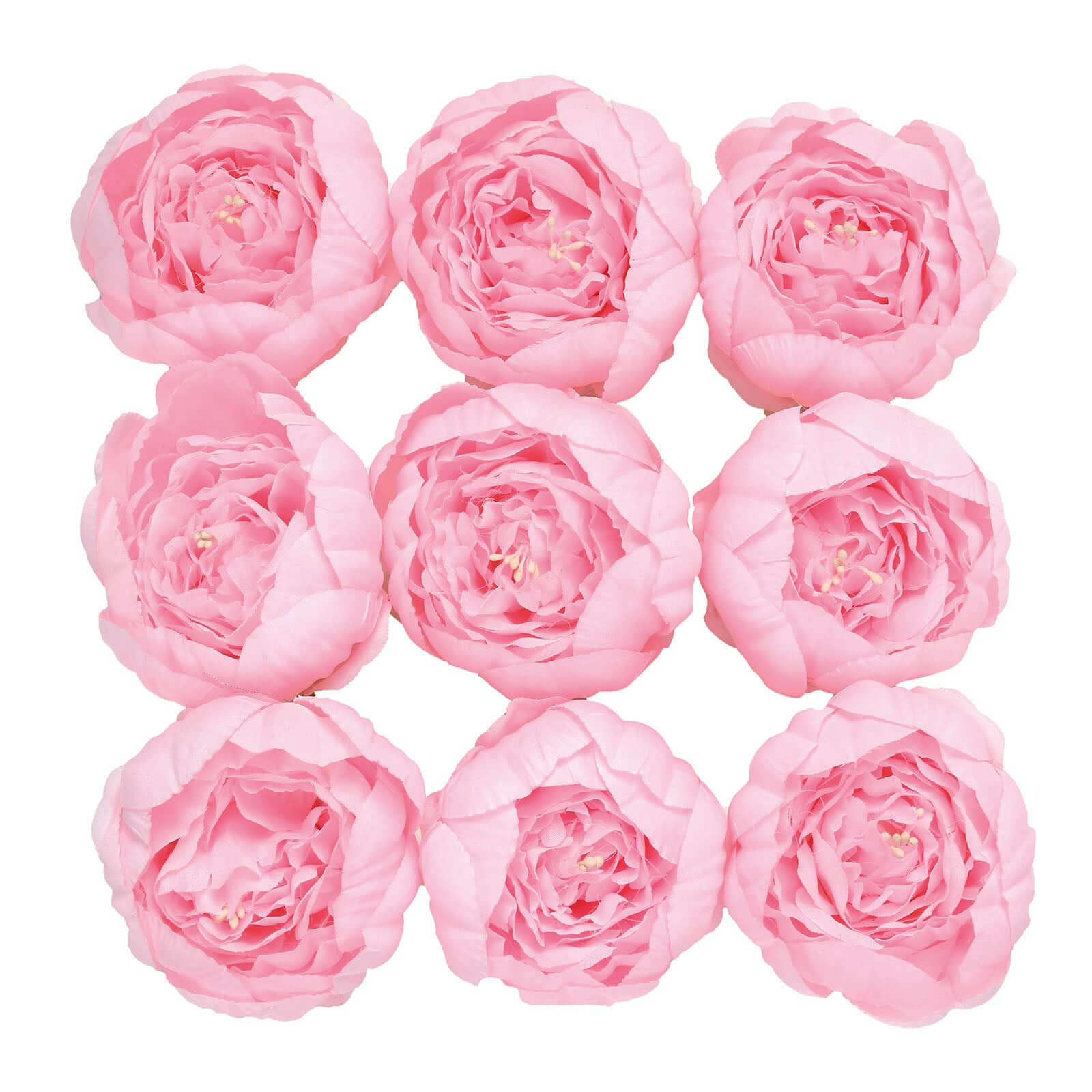 10-Pack Artificial Peony Flower Heads Pink - Versatile Faux Craft Flowers for DIY Event Styling Scrapbooking & Floral Arrangements 3"