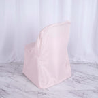 Polyester Slip On Folding Chair Covers Blush - Stain-Resistant Reusable Durable Fabric